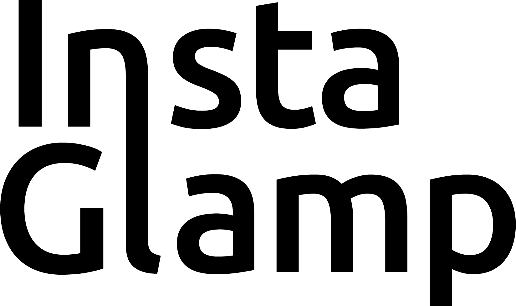 Text logo displaying "Insta Glamp" in bold, black letters.